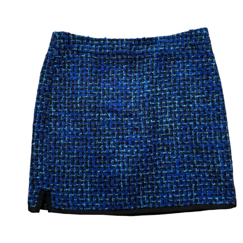 J. Crew Blue Tweed Boucle Mini Skirt, Size 2